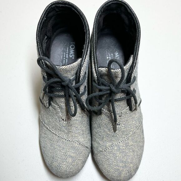 Toms Desert Wedge Metallic Linen Bootie 7 - Picture 7 of 9